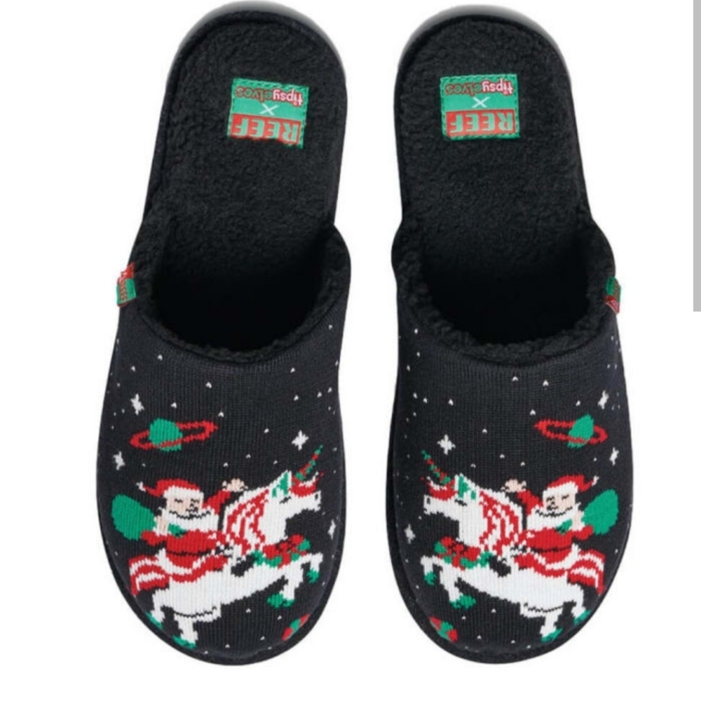 REEF X TIPSY ELVES CHRISTMAS UNICORN SLIPPERS: NEW WITH TAGS: SIZE 7